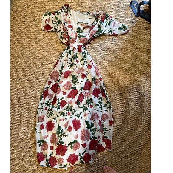 Emilia Wickstead Floral Midi Dress in Pink and Green - Picture 3 of 5